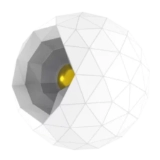 Weißes KNE Kugel Logo mit Verlinkung auf die Homepage.